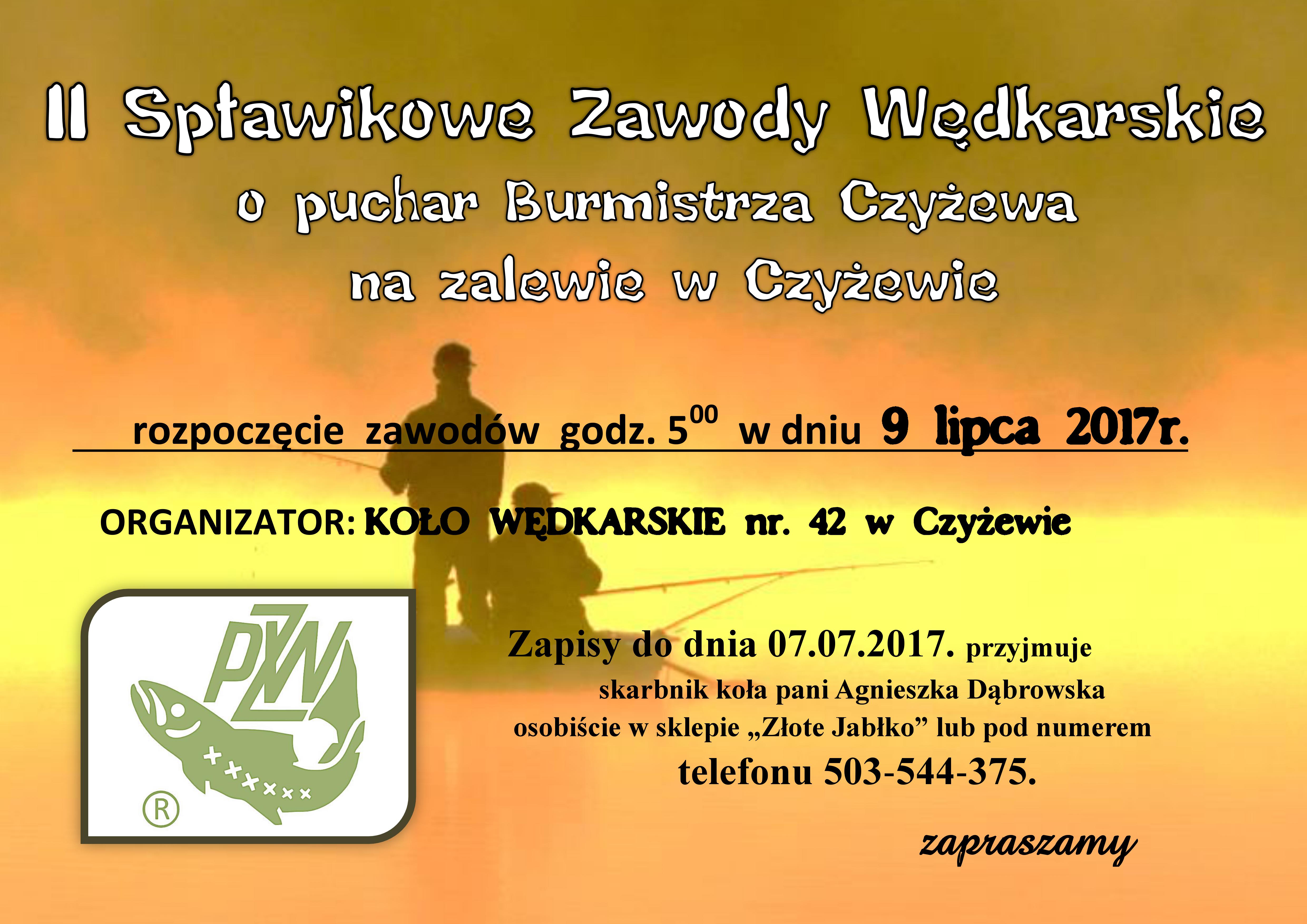 plakat zawody wędkarskie dni czyzewa 2017